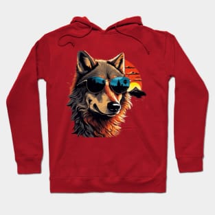 Cool wolf wearing sunglasses in the sunset Hoodie